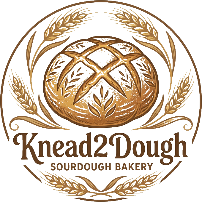 Knead2Dough artisan bakery logo
